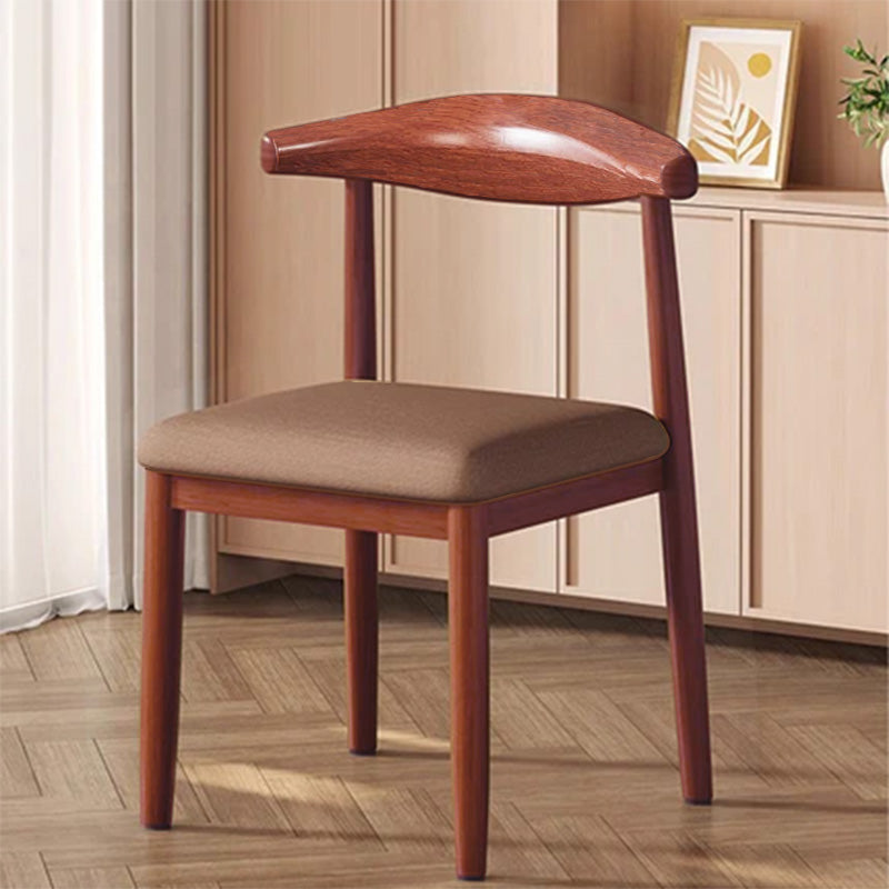Modern Minimalist Curved Rectangular Cotton Linen Steel Dining Chair Backrest Armless For Dining Room DFM-F