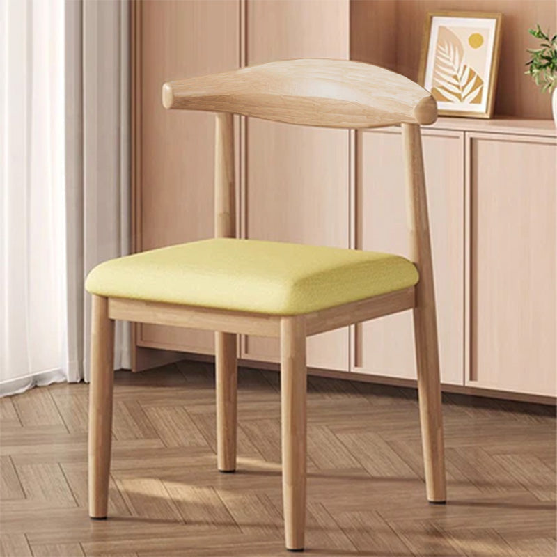 Modern Minimalist Curved Rectangular Cotton Linen Steel Dining Chair Backrest Armless For Dining Room