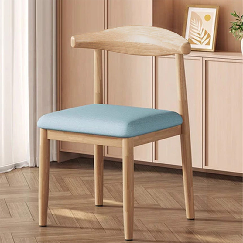 Modern Minimalist Curved Rectangular Cotton Linen Steel Dining Chair Backrest Armless For Dining Room DFM-F