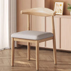 Modern Minimalist Curved Rectangular Cotton Linen Steel Dining Chair Backrest Armless For Dining Room DFM-F