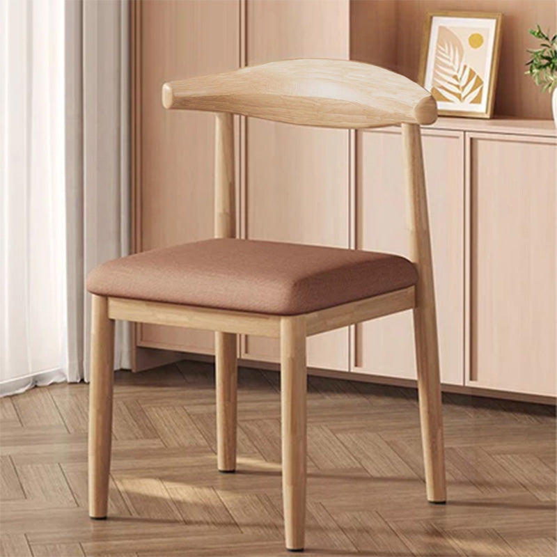 Modern Minimalist Curved Rectangular Cotton Linen Steel Dining Chair Backrest Armless For Dining Room DFM-F