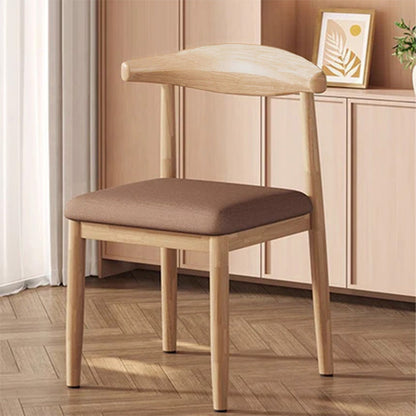 Modern Minimalist Curved Rectangular Cotton Linen Steel Dining Chair Backrest Armless For Dining Room