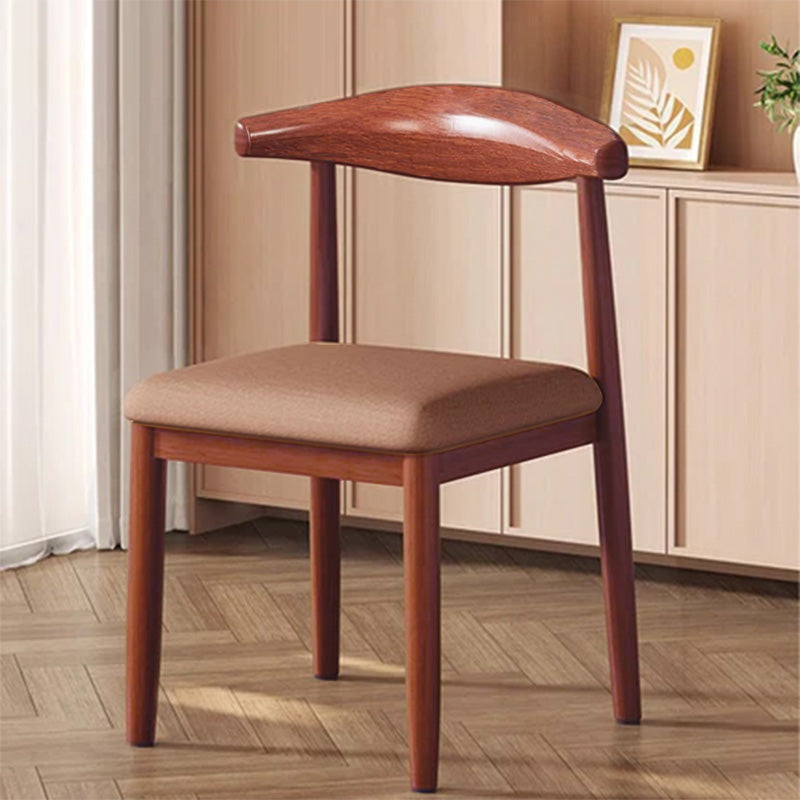 Modern Minimalist Curved Rectangular Cotton Linen Steel Dining Chair Backrest Armless For Dining Room DFM-F