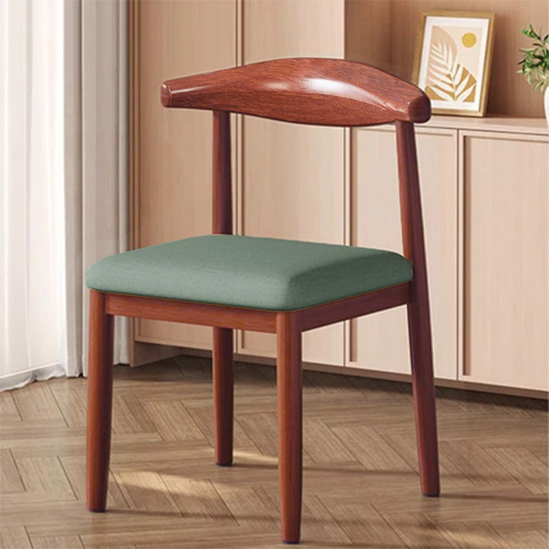 Modern Minimalist Curved Rectangular Cotton Linen Steel Dining Chair Backrest Armless For Dining Room DFM-F