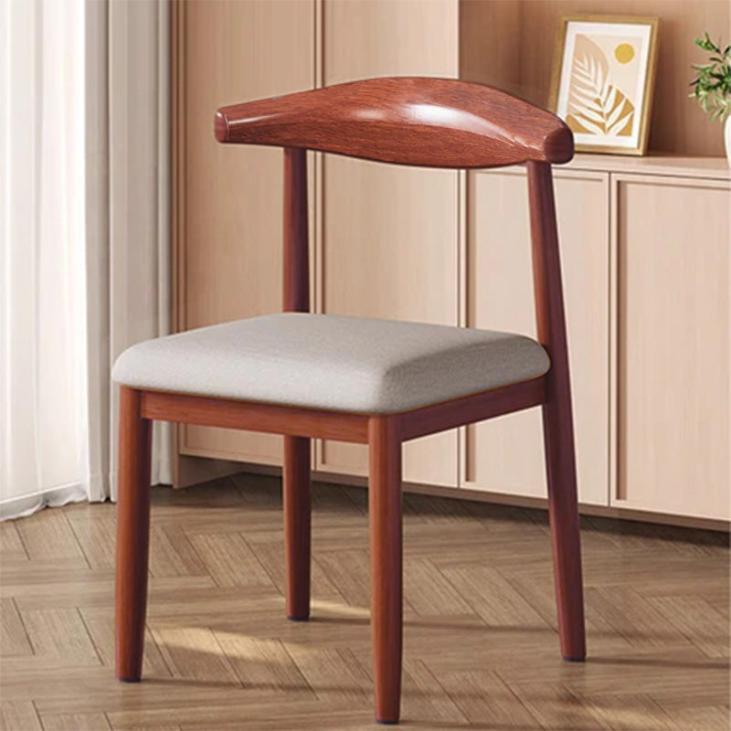 Modern Minimalist Curved Rectangular Cotton Linen Steel Dining Chair Backrest Armless For Dining Room DFM-F