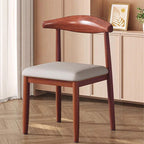 Modern Minimalist Curved Rectangular Cotton Linen Steel Dining Chair Backrest Armless For Dining Room DFM-F