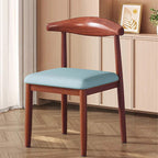 Modern Minimalist Curved Rectangular Cotton Linen Steel Dining Chair Backrest Armless For Dining Room DFM-F
