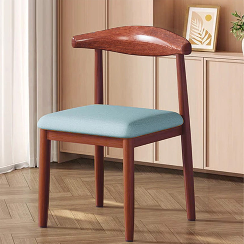 Modern Minimalist Curved Rectangular Cotton Linen Steel Dining Chair Backrest Armless For Dining Room DFM-F