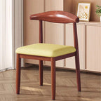 Modern Minimalist Curved Rectangular Cotton Linen Steel Dining Chair Backrest Armless For Dining Room DFM-F