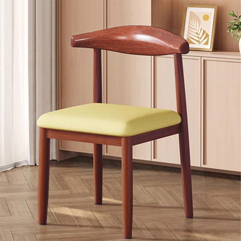 Modern Minimalist Curved Rectangular Cotton Linen Steel Dining Chair Backrest Armless For Dining Room DFM-F