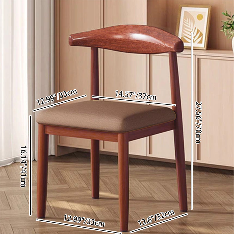 Modern Minimalist Curved Rectangular Cotton Linen Steel Dining Chair Backrest Armless For Dining Room DFM-F