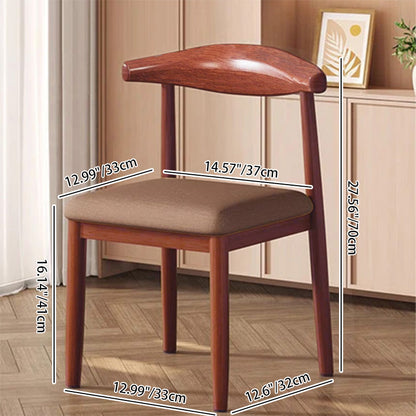 Modern Minimalist Curved Rectangular Cotton Linen Steel Dining Chair Backrest Armless For Dining Room