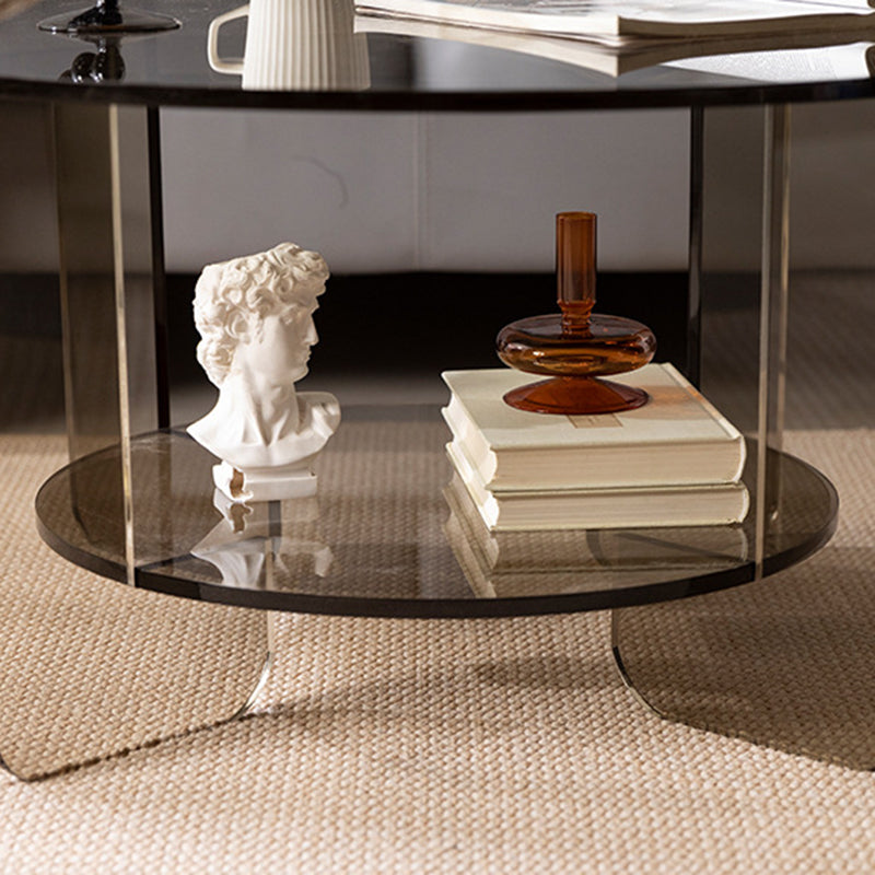 Modern Minimalist Round Acrylic Coffee Table 2-Tier For Living Room Lumendat