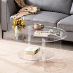 Modern Minimalist Round Acrylic Coffee Table 2-Tier For Living Room Lumendat