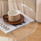 Modern Minimalist Round Acrylic Coffee Table 2-Tier For Living Room Lumendat
