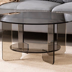 Modern Minimalist Round Acrylic Coffee Table 2-Tier For Living Room Lumendat