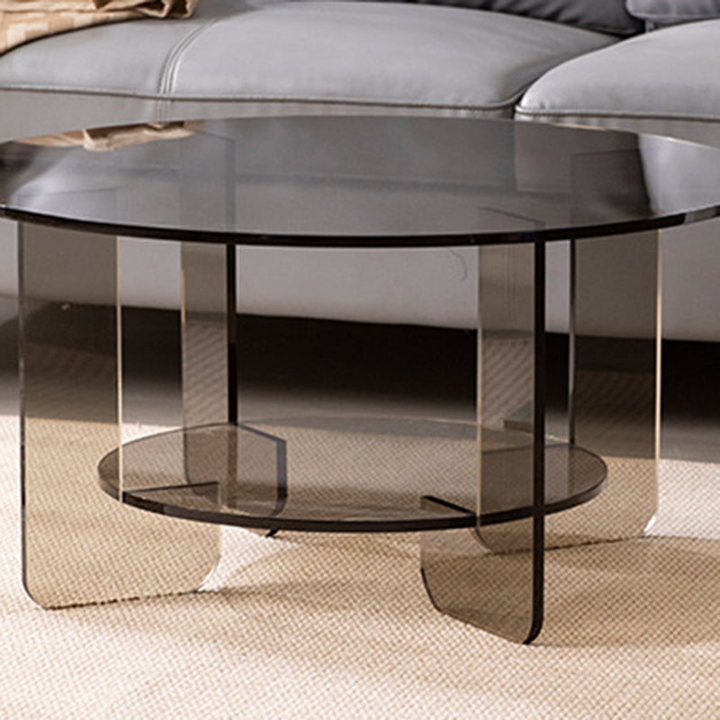 Modern Minimalist Round Acrylic Coffee Table 2-Tier For Living Room Lumendat