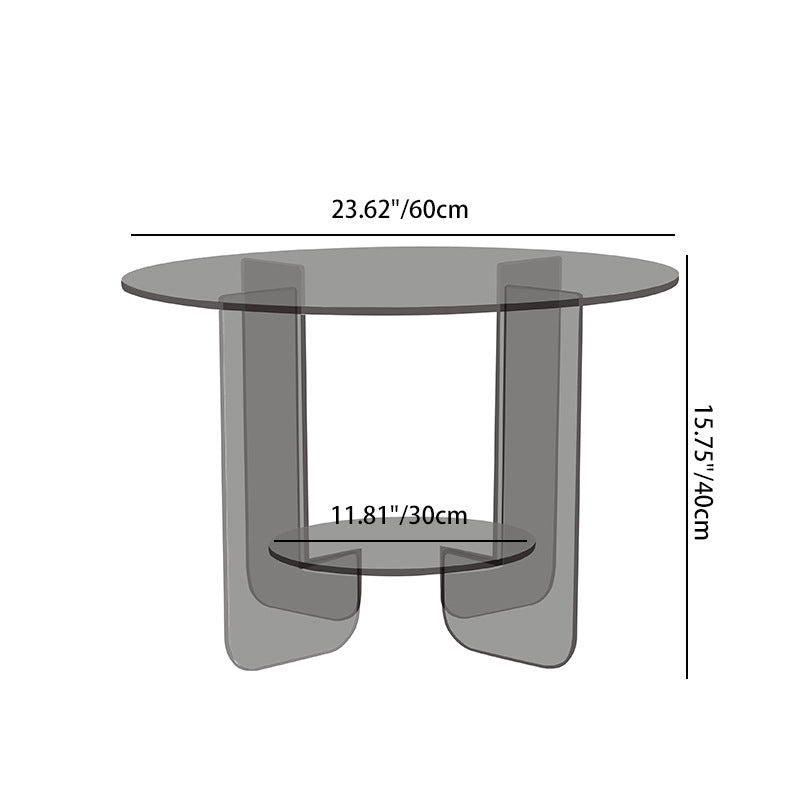 Modern Minimalist Round Acrylic Coffee Table 2-Tier For Living Room Lumendat