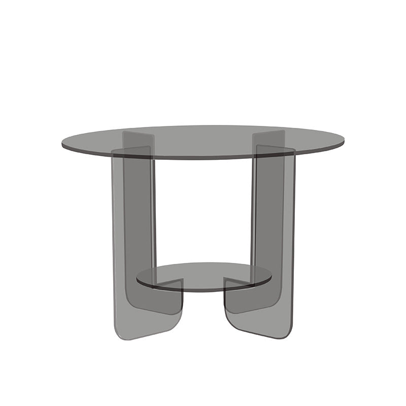 Modern Minimalist Round Acrylic Coffee Table 2-Tier For Living Room Lumendat