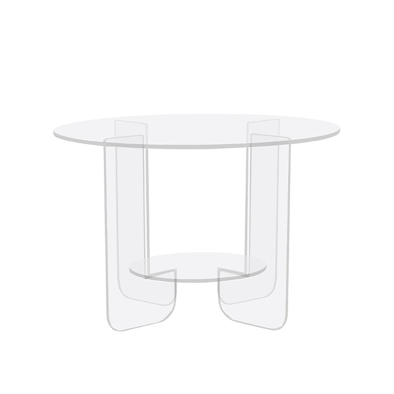 Modern Minimalist Round Acrylic Coffee Table 2-Tier For Living Room Lumendat