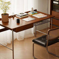 Modern Minimalist Rectangular Solid Wood Stainless Steel Desk 4-Leg 1-Drawer For Home Office DFM-F