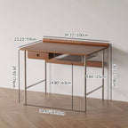 Modern Minimalist Rectangular Solid Wood Stainless Steel Desk 4-Leg 1-Drawer For Home Office DFM-F