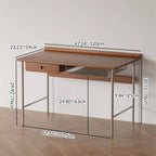 Modern Minimalist Rectangular Solid Wood Stainless Steel Desk 4-Leg 1-Drawer For Home Office DFM-F