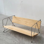 Modern Minimalist Rectangular Solid Wood Iron Bookshelves 4-Leg For Home Office DFM-F