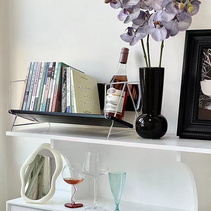 Modern Minimalist Rectangular Solid Wood Iron Bookshelves 4-Leg For Home Office DFM-F