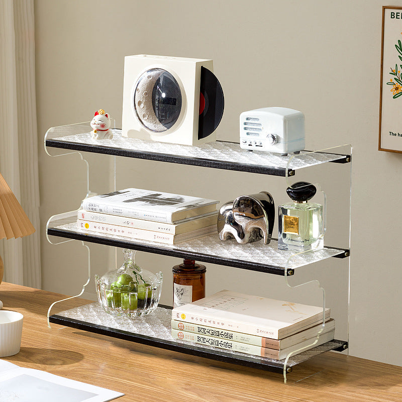 Modern Minimalist Rectangular Bamboo Acrylic Acrylonitrile Butadiene Styrene Bookshelves 2/3/4-Tier For Home Office DFM-F