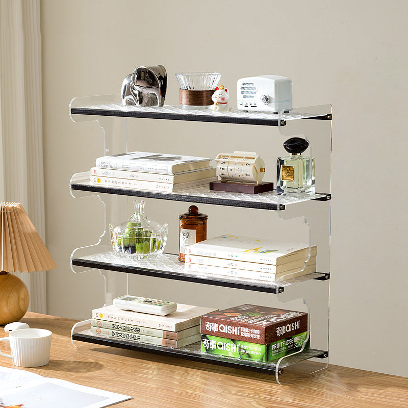 Modern Minimalist Rectangular Bamboo Acrylic Acrylonitrile Butadiene Styrene Bookshelves 2/3/4-Tier For Home Office DFM-F