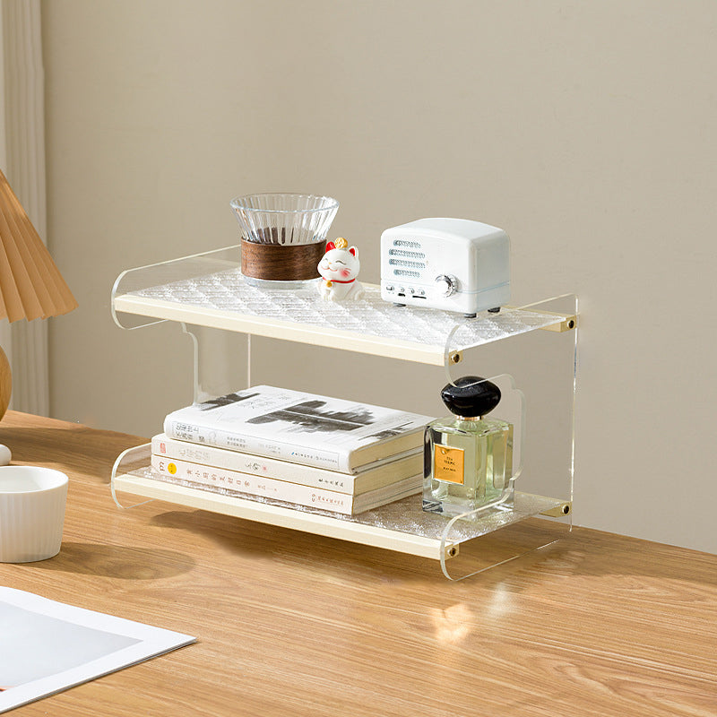 Modern Minimalist Rectangular Bamboo Acrylic Acrylonitrile Butadiene Styrene Bookshelves 2/3/4-Tier For Home Office DFM-F