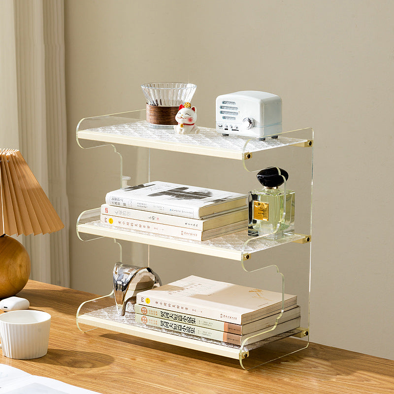 Modern Minimalist Rectangular Bamboo Acrylic Acrylonitrile Butadiene Styrene Bookshelves 2/3/4-Tier For Home Office DFM-F