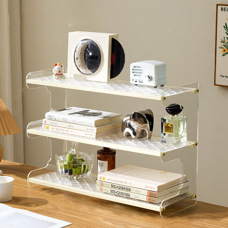 Modern Minimalist Rectangular Bamboo Acrylic Acrylonitrile Butadiene Styrene Bookshelves 2/3/4-Tier For Home Office DFM-F