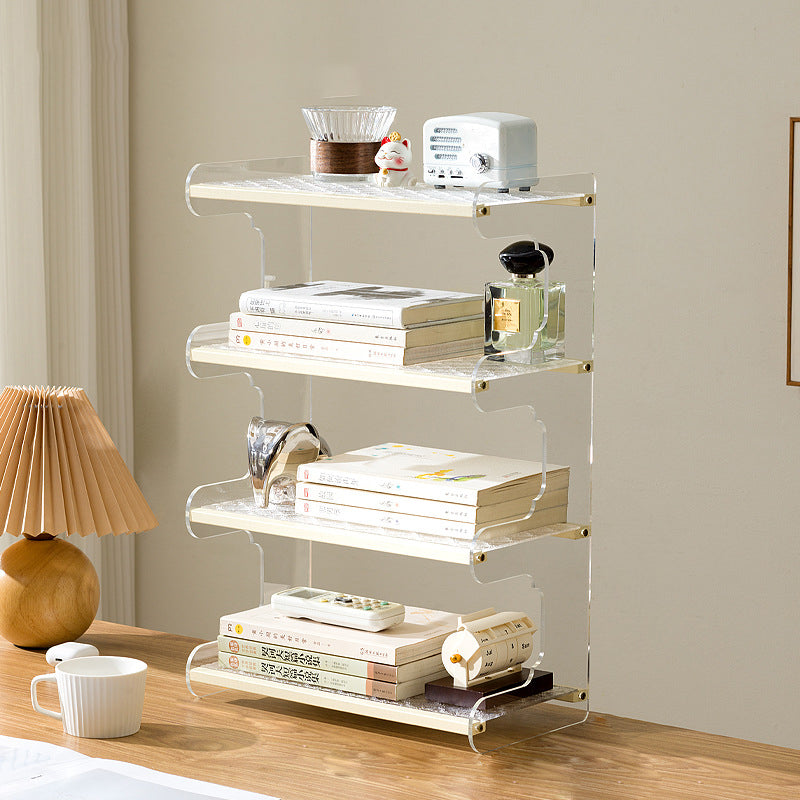 Modern Minimalist Rectangular Bamboo Acrylic Acrylonitrile Butadiene Styrene Bookshelves 2/3/4-Tier For Home Office DFM-F