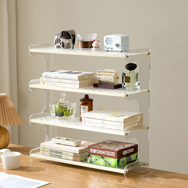 Modern Minimalist Rectangular Bamboo Acrylic Acrylonitrile Butadiene Styrene Bookshelves 2/3/4-Tier For Home Office DFM-F