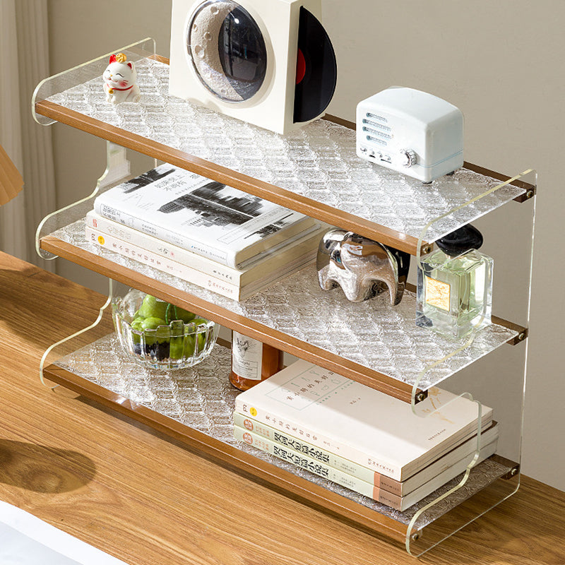 Modern Minimalist Rectangular Bamboo Acrylic Acrylonitrile Butadiene Styrene Bookshelves 2/3/4-Tier For Home Office DFM-F