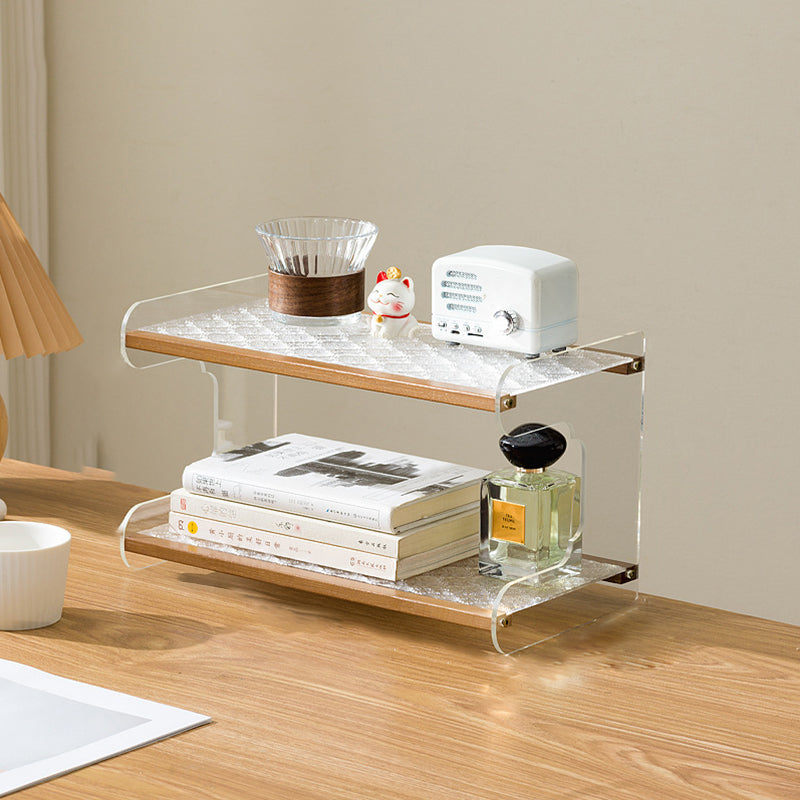 Modern Minimalist Rectangular Bamboo Acrylic Acrylonitrile Butadiene Styrene Bookshelves 2/3/4-Tier For Home Office DFM-F