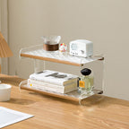 Modern Minimalist Rectangular Bamboo Acrylic Acrylonitrile Butadiene Styrene Bookshelves 2/3/4-Tier For Home Office DFM-F