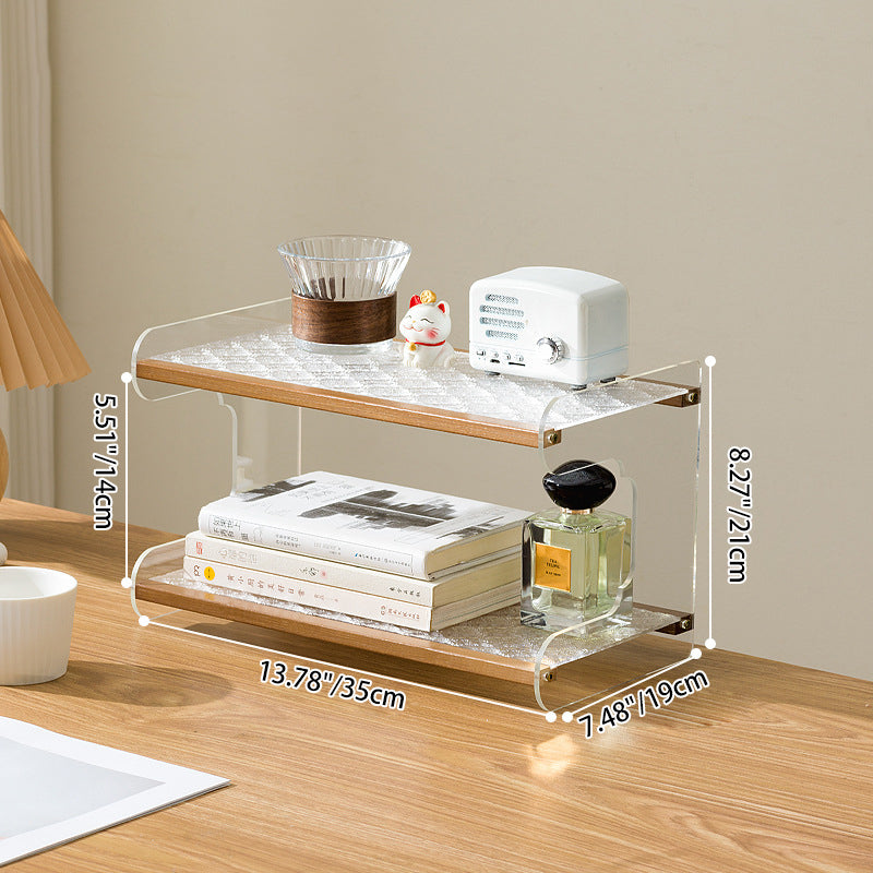 Modern Minimalist Rectangular Bamboo Acrylic Acrylonitrile Butadiene Styrene Bookshelves 2/3/4-Tier For Home Office DFM-F