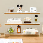Modern Minimalist Rectangular Bamboo Acrylic Acrylonitrile Butadiene Styrene Bookshelves 2/3/4-Tier For Home Office DFM-F