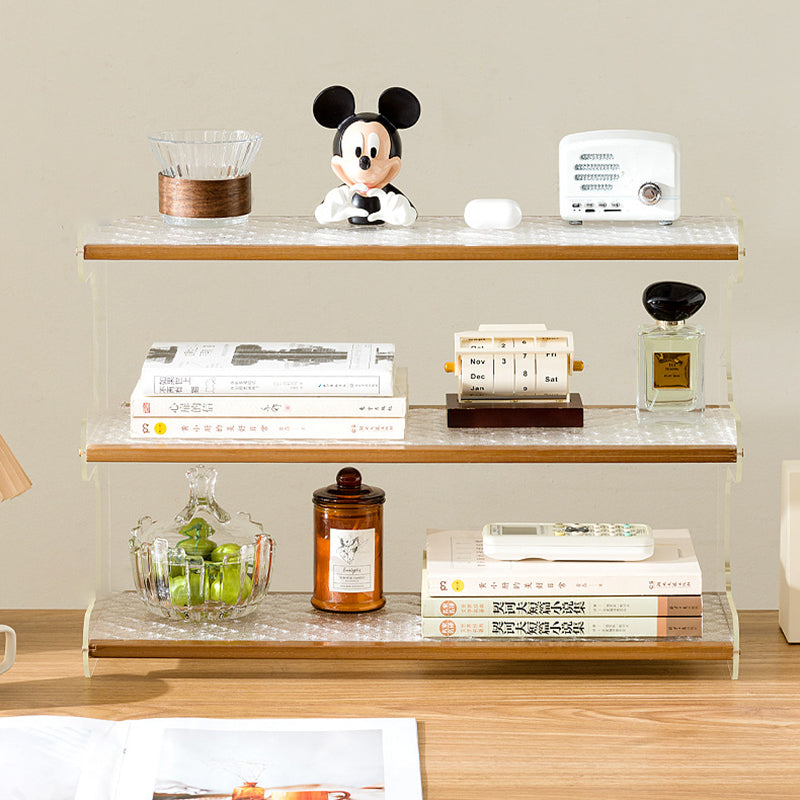 Modern Minimalist Rectangular Bamboo Acrylic Acrylonitrile Butadiene Styrene Bookshelves 2/3/4-Tier For Home Office DFM-F