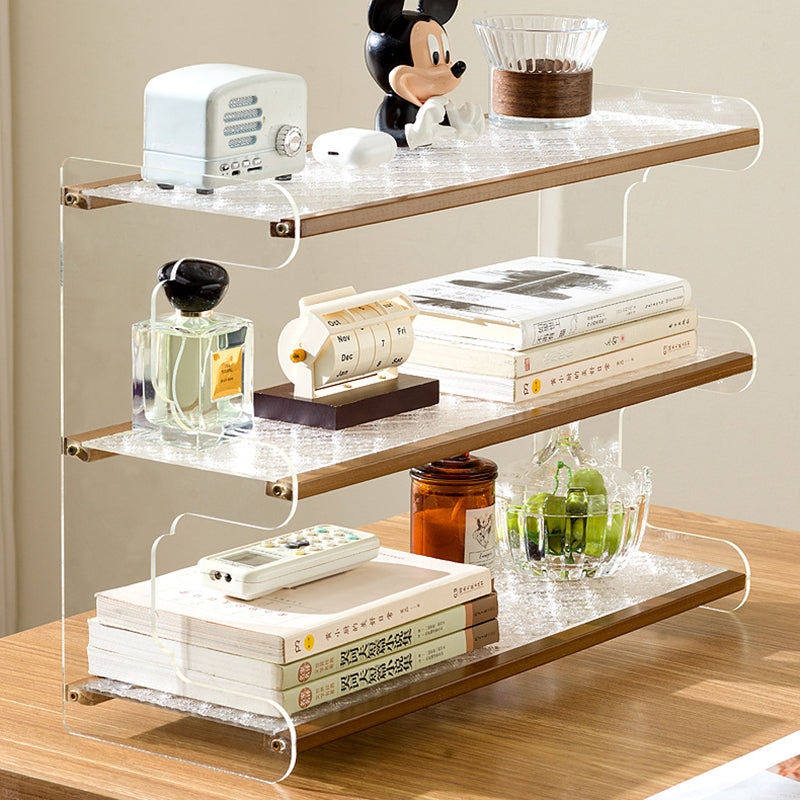 Modern Minimalist Rectangular Bamboo Acrylic Acrylonitrile Butadiene Styrene Bookshelves 2/3/4-Tier For Home Office DFM-F