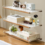 Modern Minimalist Rectangular Bamboo Acrylic Acrylonitrile Butadiene Styrene Bookshelves 2/3/4-Tier For Home Office DFM-F