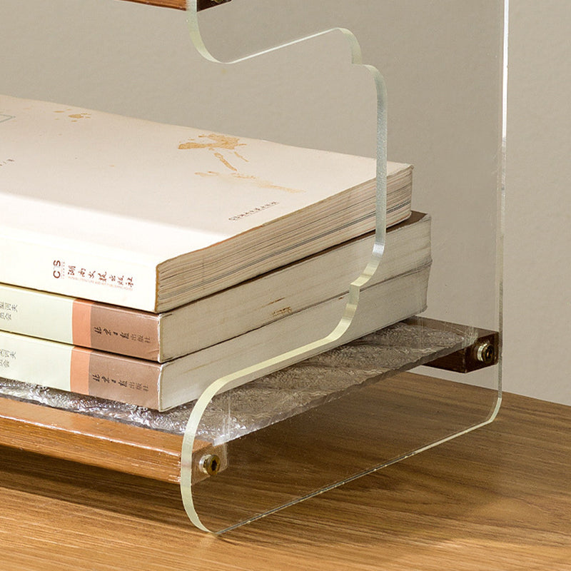 Modern Minimalist Rectangular Bamboo Acrylic Acrylonitrile Butadiene Styrene Bookshelves 2/3/4-Tier For Home Office DFM-F