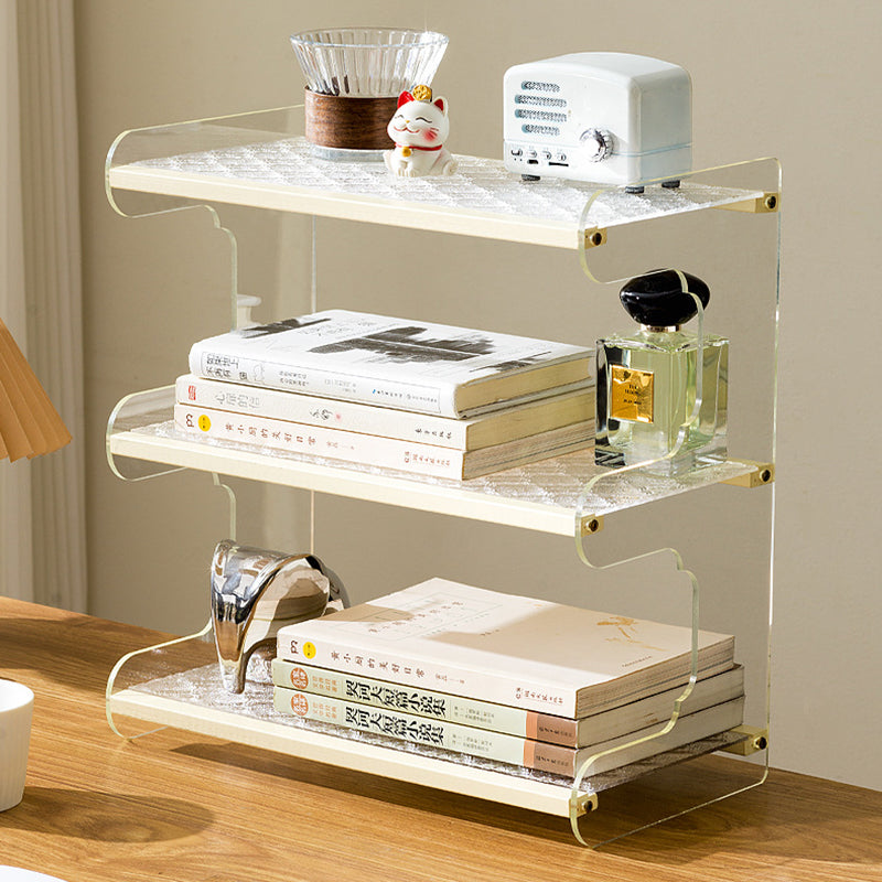 Modern Minimalist Rectangular Bamboo Acrylic Acrylonitrile Butadiene Styrene Bookshelves 2/3/4-Tier For Home Office DFM-F