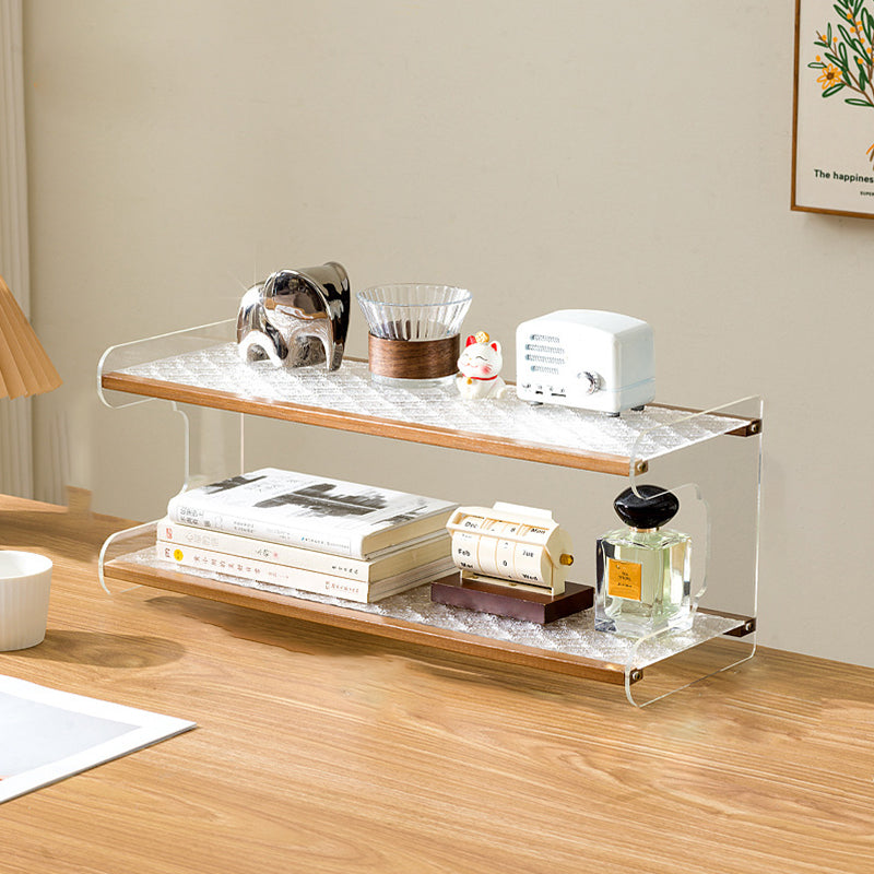 Modern Minimalist Rectangular Bamboo Acrylic Acrylonitrile Butadiene Styrene Bookshelves 2/3/4-Tier For Home Office DFM-F