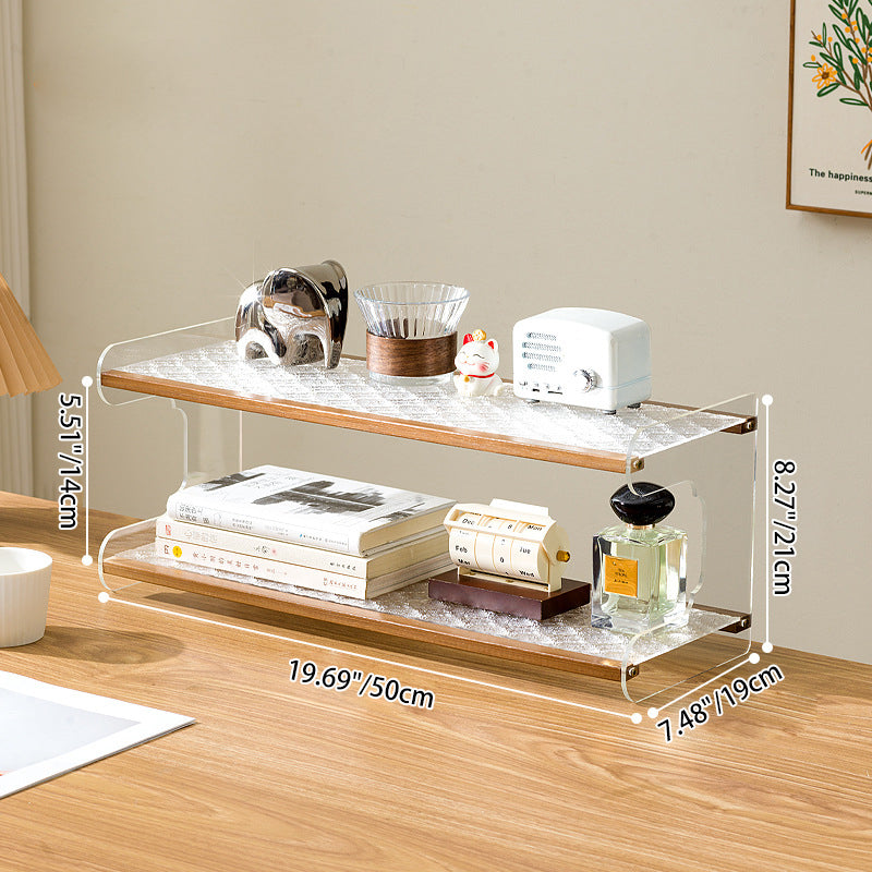 Modern Minimalist Rectangular Bamboo Acrylic Acrylonitrile Butadiene Styrene Bookshelves 2/3/4-Tier For Home Office DFM-F