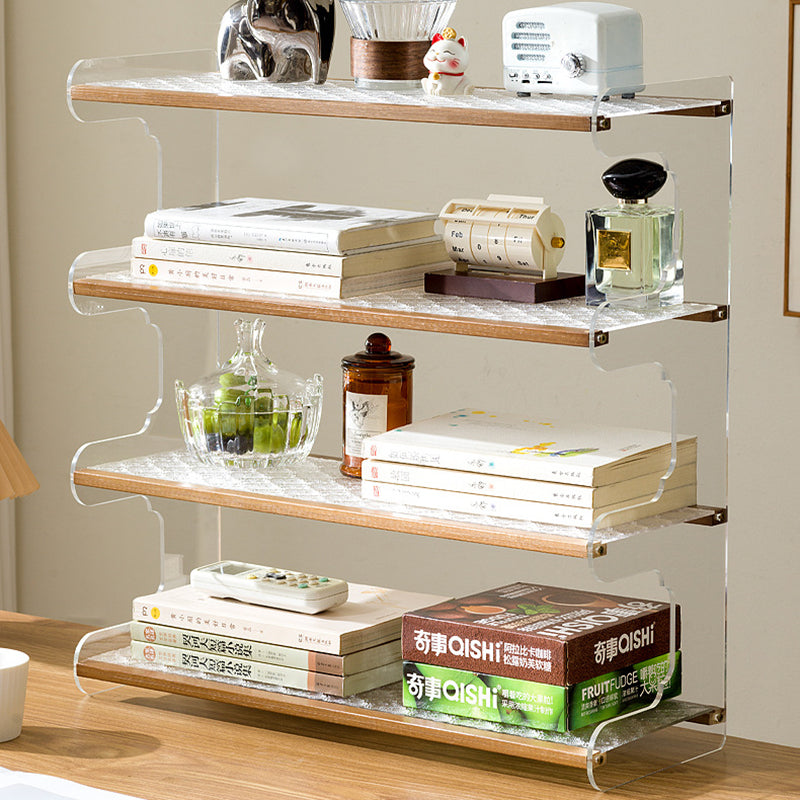 Modern Minimalist Rectangular Bamboo Acrylic Acrylonitrile Butadiene Styrene Bookshelves 2/3/4-Tier For Home Office DFM-F