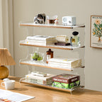 Modern Minimalist Rectangular Bamboo Acrylic Acrylonitrile Butadiene Styrene Bookshelves 2/3/4-Tier For Home Office DFM-F